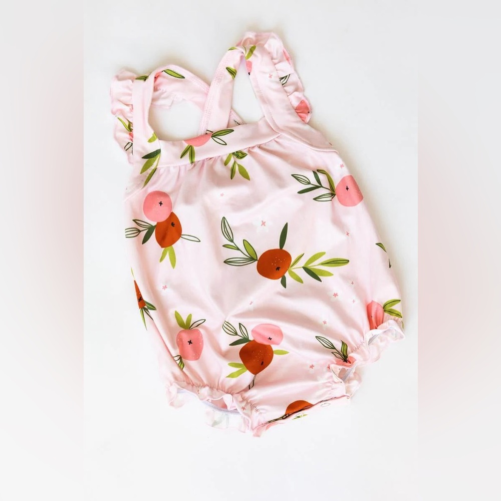 Mila & Rose Tangerine Ruffle Cross Back Romper 6-12 18-24M